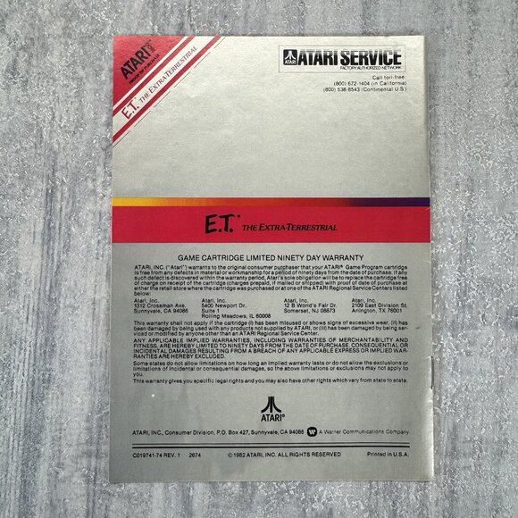 E.T. The Extra-Terrestrial - Atari 2600 Vintage 1982 Video Game Complete In Box - Picture 10 of 16